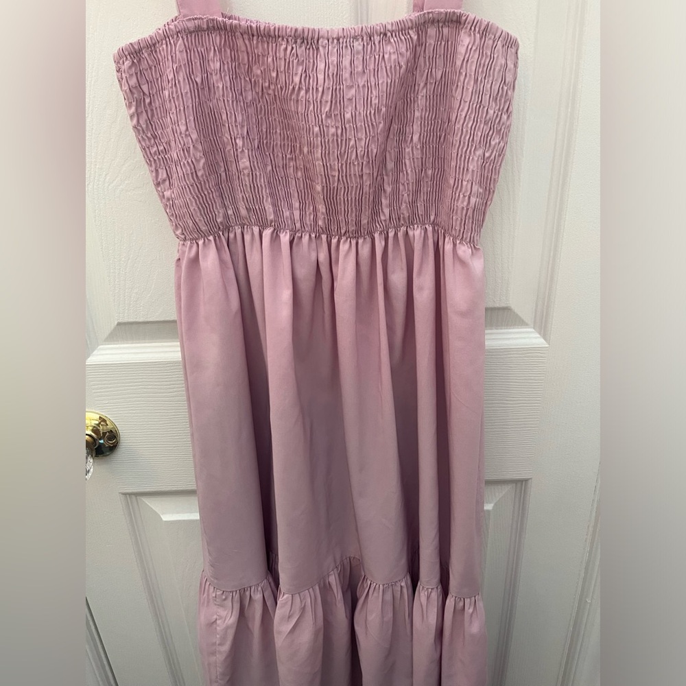 Zara Light Pink Tiered Smocked Maxi Dress - Picture 5 of 15